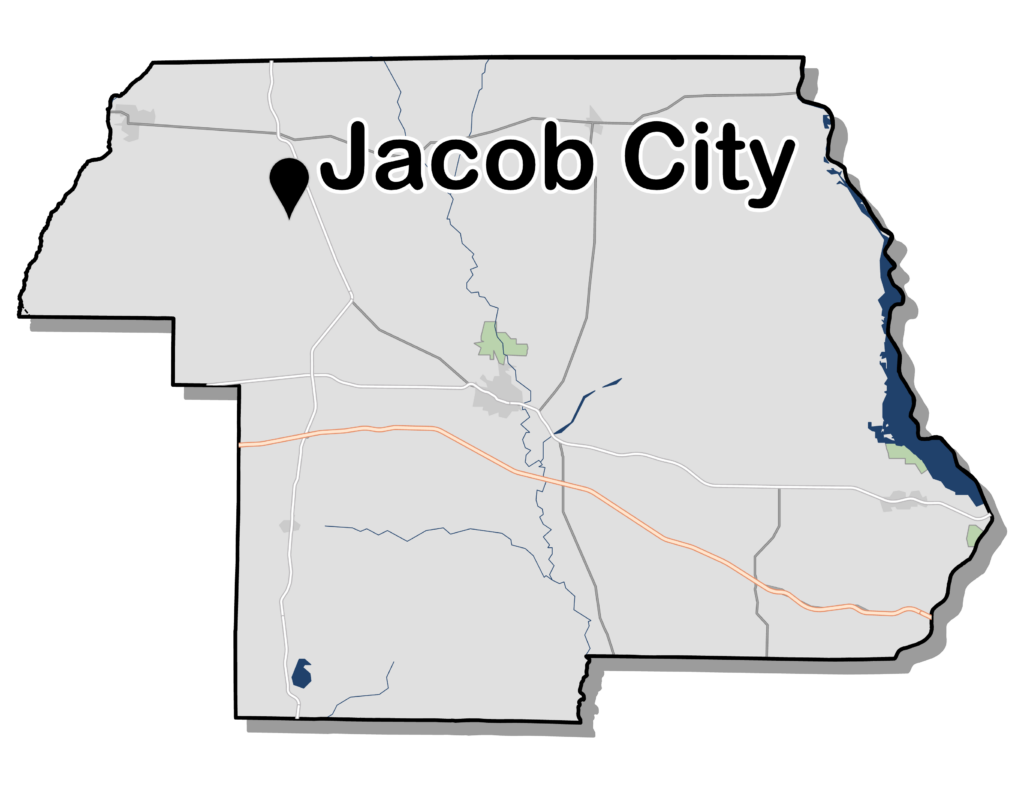Map of Jacob City in Jackson County